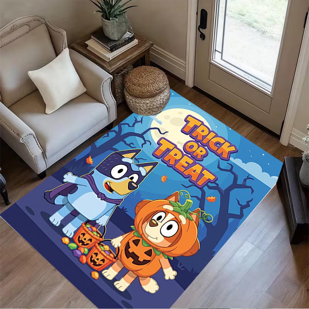 Bluey Friends Adventure Floor Rug Office Rug Suitable for Dining Room Foyer Kitchen Game Room Anti-slip Rug Anime Office Decor Gift for Festivals