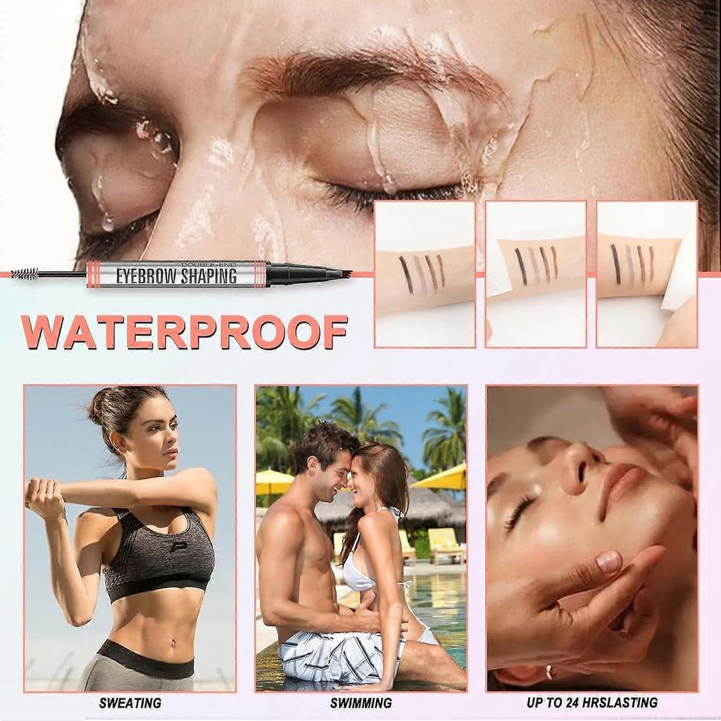 Magic Eyebrow Pencil, 3D Micro Waterproof Eyebrow Pencil, Microblading Eyebrow Pencil with 4 Fork Tips, Creates Natural Eyebrows