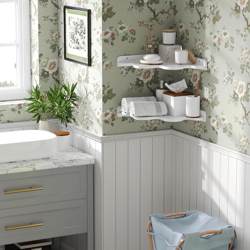 Cloud Floating Storage Rack Corner Floating Shelf 2 Pieces Wall Mounted Bookshelf For Bathroom Bedroom Living Room Kitchen