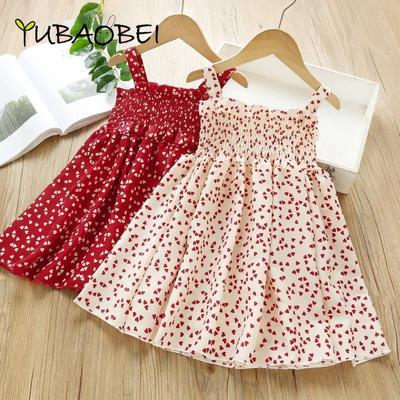 Girls Floral Slip Dress Summer Polka Dot Dress for Girls Sleeveless Dress 4-8 Year Old