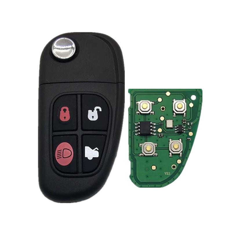 Jaguar 2001-2008 4-Tasten Autoschlüssel Fernbedienung 315/434 MHz mit Glasröhrchen 60 Chip