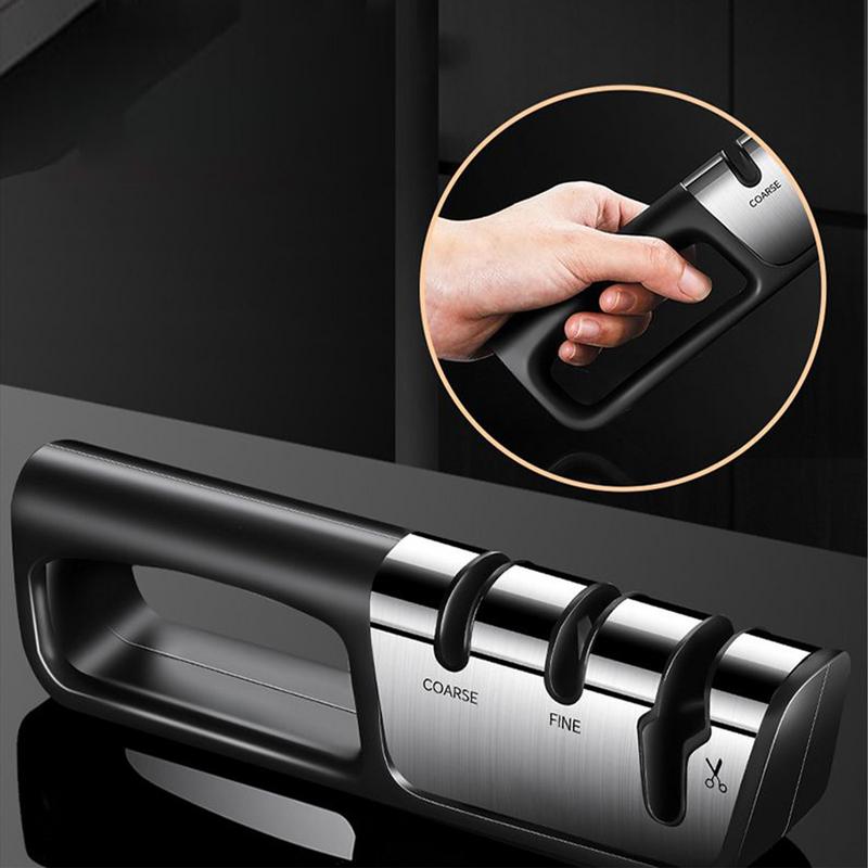 Kitchen Cutter Sharpener 3-Stage Manual Scissor Sharpener Professional Accessories for Chefs and Beginners Kitchen Tool