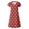 Women's Summer V-neck Short Sleeve Printed Cotton And Linen Dress