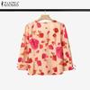 ZANZEA Women Casual Square Neck Summer 3/4 Sleeve Floral Blouse