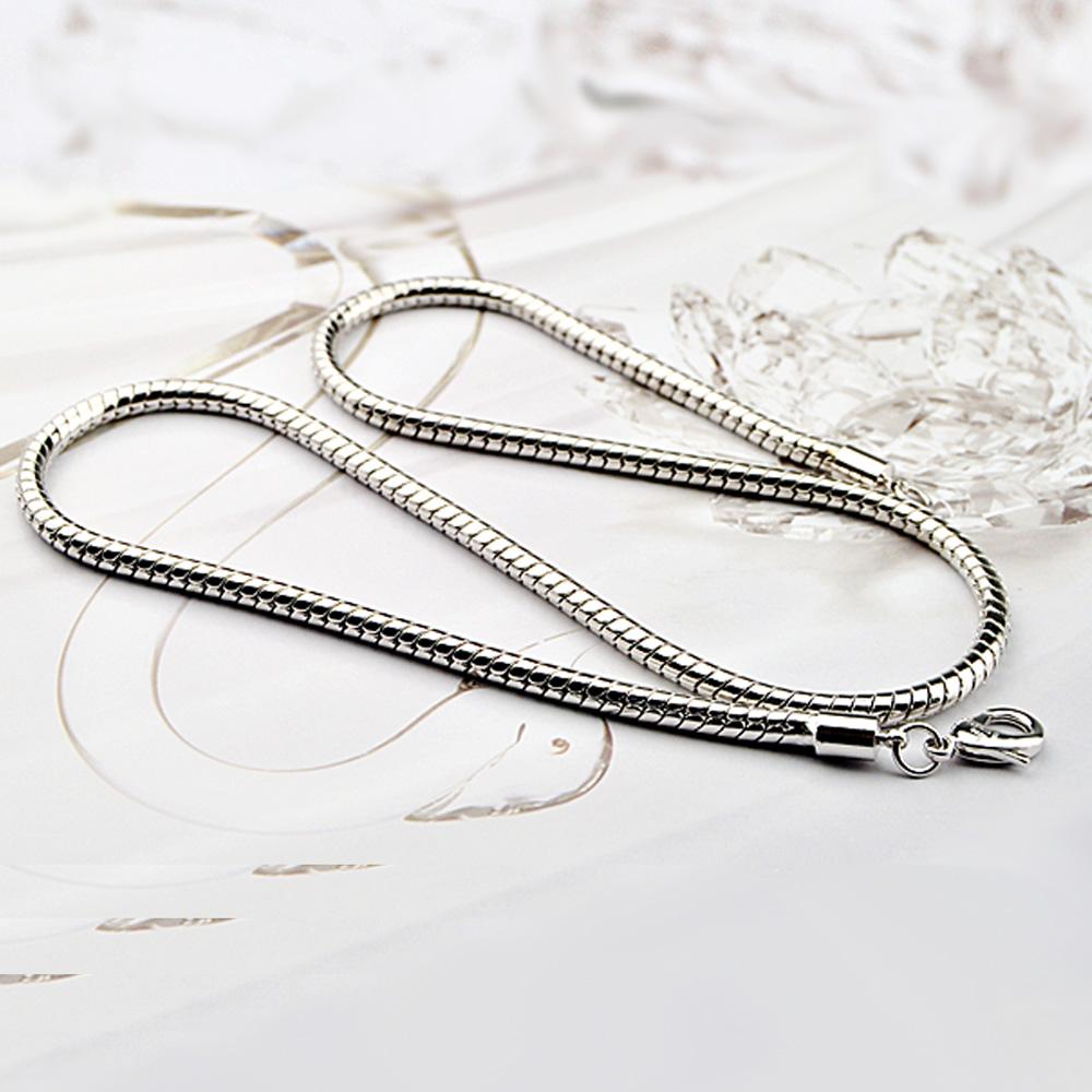 Herren-Halskette mit Anhänger aus Sterlingsilber, modisch, 925er Silber, glatt, 4 mm, 20/22 Zoll, Schlangenkette, Jungen-/Damenschmuck