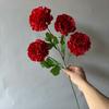 4 Heads Large Peony Artificial Flowers Long Branch Faux Silk Flower  Wedding Decoration