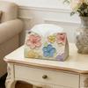 Luxurious Floral Themed Leather Napkin Dispenser Leather Tissue Holder For Home Kitchens And Vehicle Interior