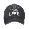 Unisex Motorcycle Rider Life Print Hat Vintage Distressed Cotton Baseball Cap Adjustable