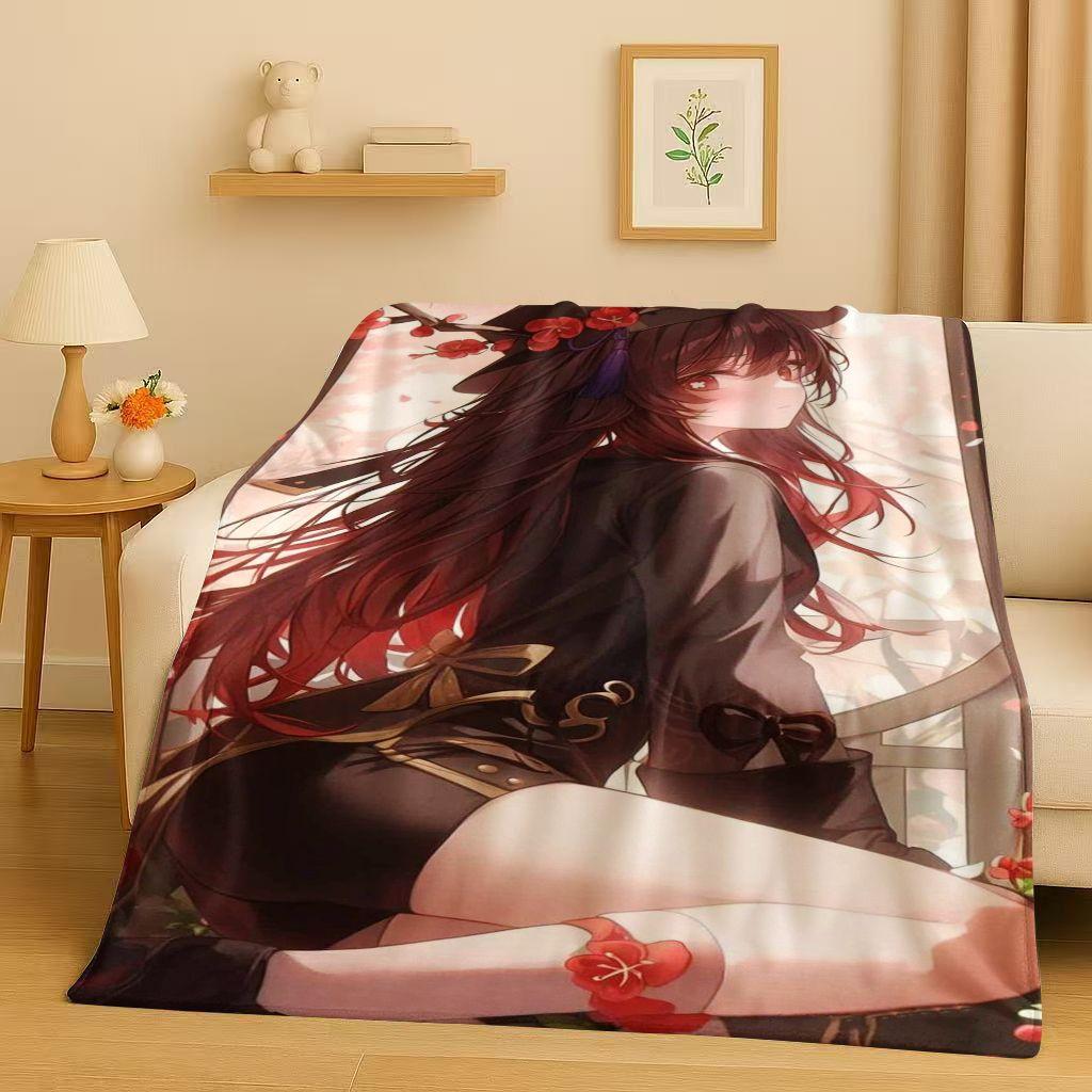 3D Genshin Impact Game Cartoon Flannel Blanket,Ultra Soft Warm Plush Throw for Home Bedroom Bed Sofa Cover Picnic Girl Gift