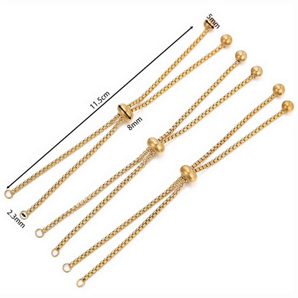 3Pcs/Lot Stainless Steel Slide Bracelets Adjustable Chains Bracelet with Rubber Beads for Jewelry Making Accessories