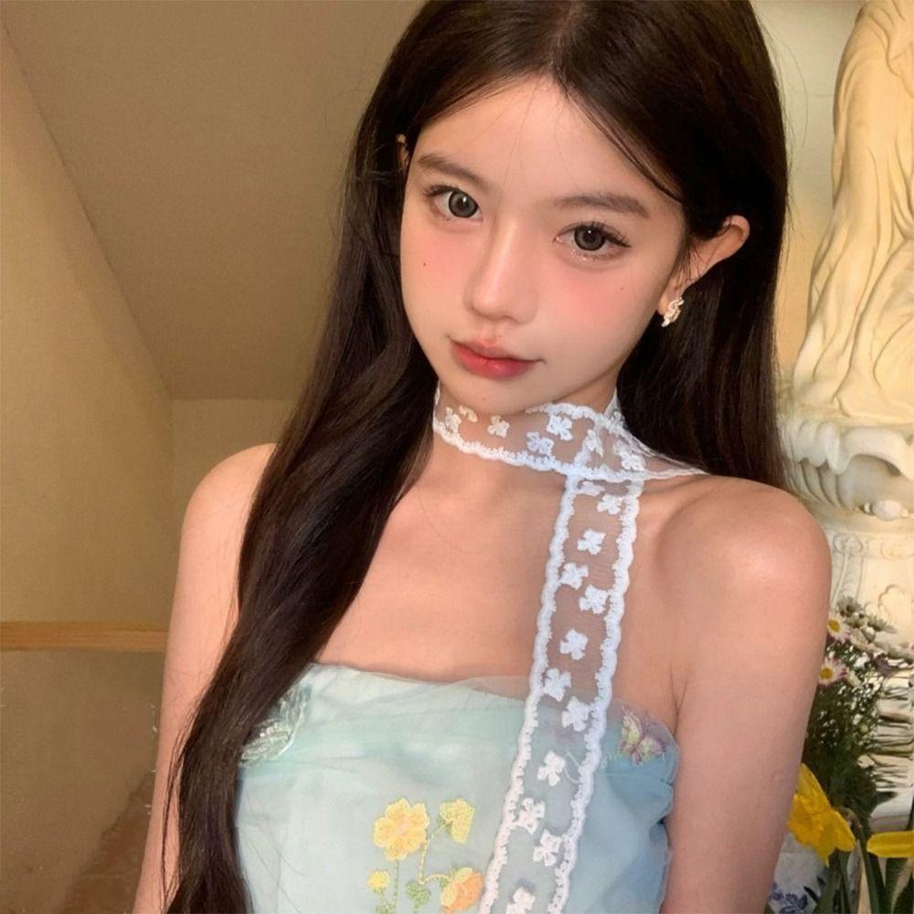 1Pcs Long Ribbon Head Scarf White Bowknot Hairband Kerchief New Hair Scarf  Summer Headwear