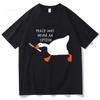 Untitled Goose Games Peace Was Never An Option TShirt 100 Cotton Short Sleeve Summer Funny Casual Shirts Graphic Clothing Tees
