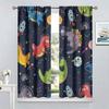 Kids Dinosaur Curtains Cartoon Dino Outer Space Window Treatments Boys Girls Bedroom Children Nursery Decor Cute Curtain Polyester Perfect For