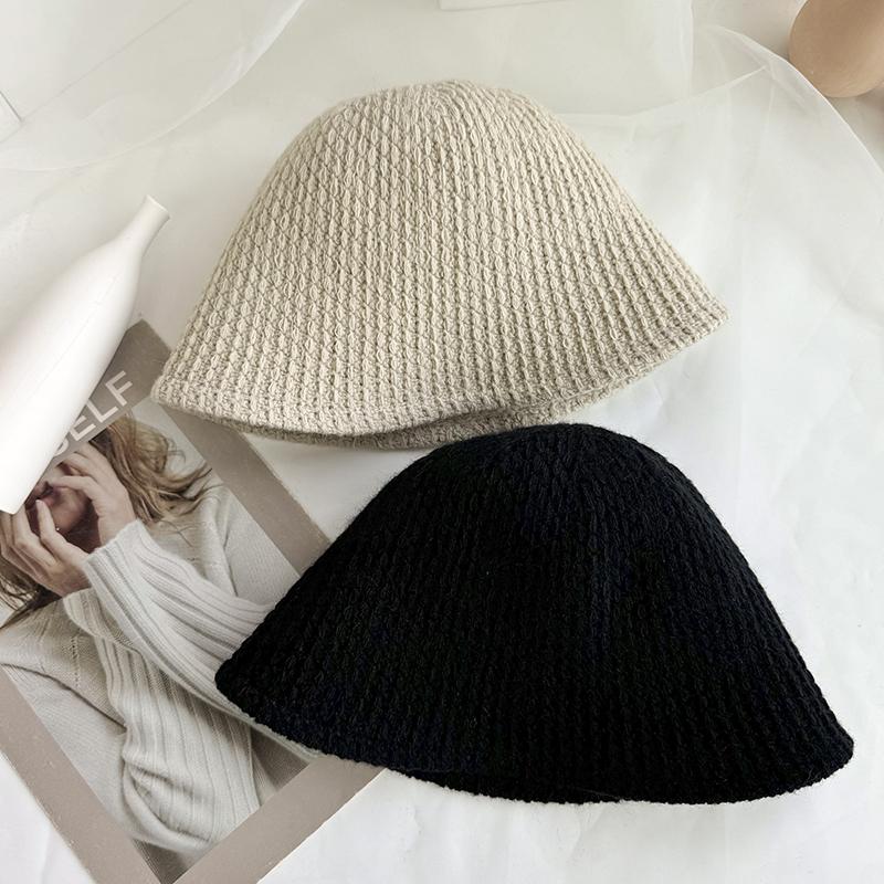 Simple Wool Hat Women's New Versatile Temperament Warm Basin Hat Autumn Dome Knitted Bucket Hat