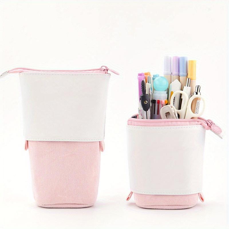 Creative Retractable Pencil Case School Stationery Storage Bag Solid Color Pen Case Cute Pen Holder Gifts for Pen Bag