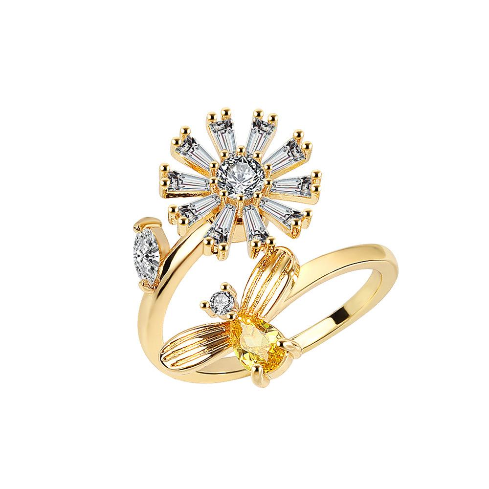 Mini Butterfly & Flower Anxiety Ring For Women Metal Spinner Fidget Anti-Stress Adjustable Aesthetic Wedding Ring Jewelry Gifts