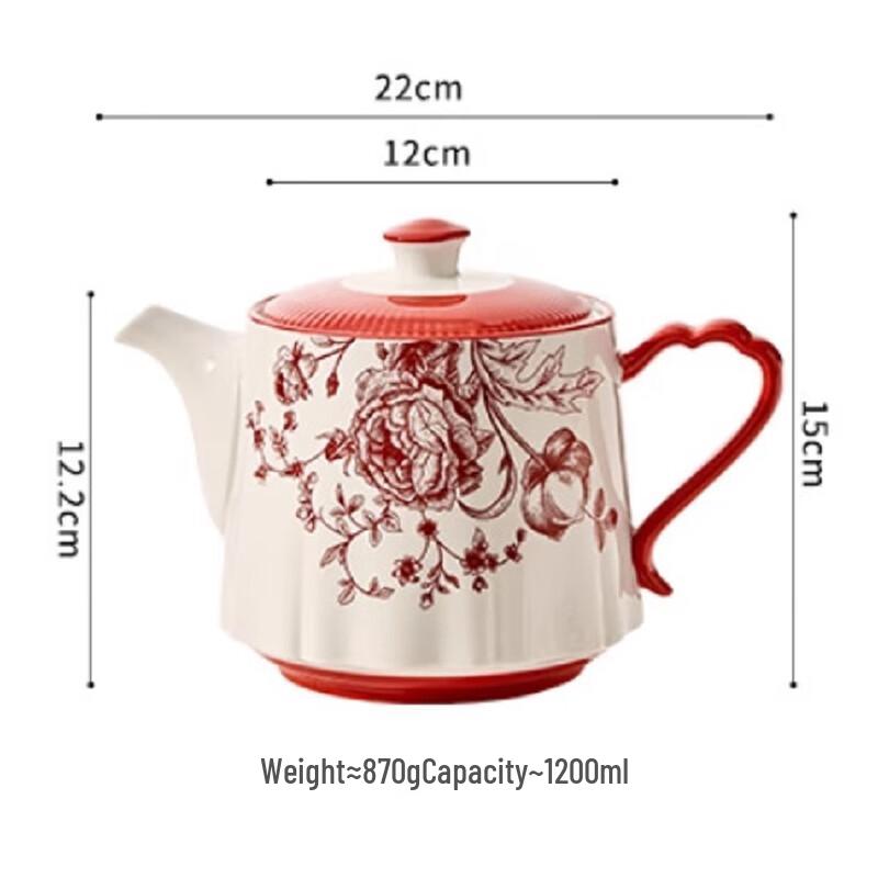 Керамический чайник ZISIZ Красная роза