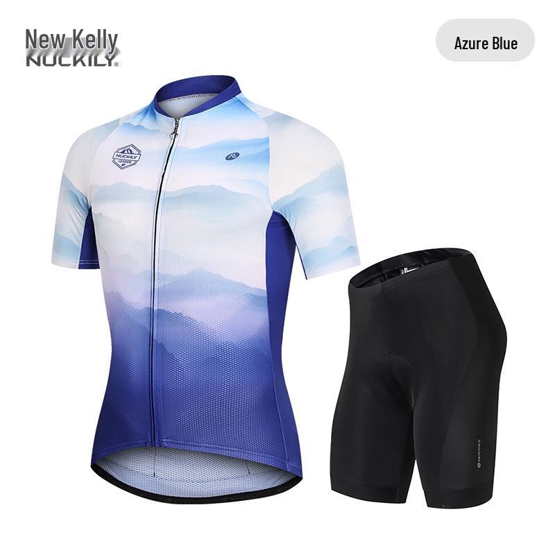 NUCKILY Silicone Seat Pad Moisture-Wicking Outdoor Cycling Jersey Set S