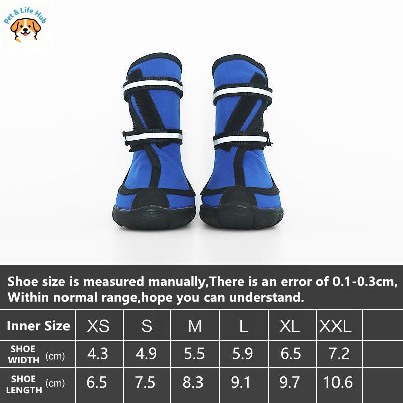 Four Seasons Waterproof Pet Shoes For Small To Large Dogs XXL Size Oxford Sole Reflective Pet Rain Boots