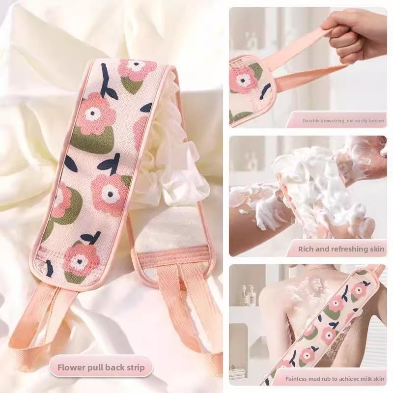 Bath towel Ladies strong bath rub back bath towel Bathroom Bathing Flower Pulling Back Strip