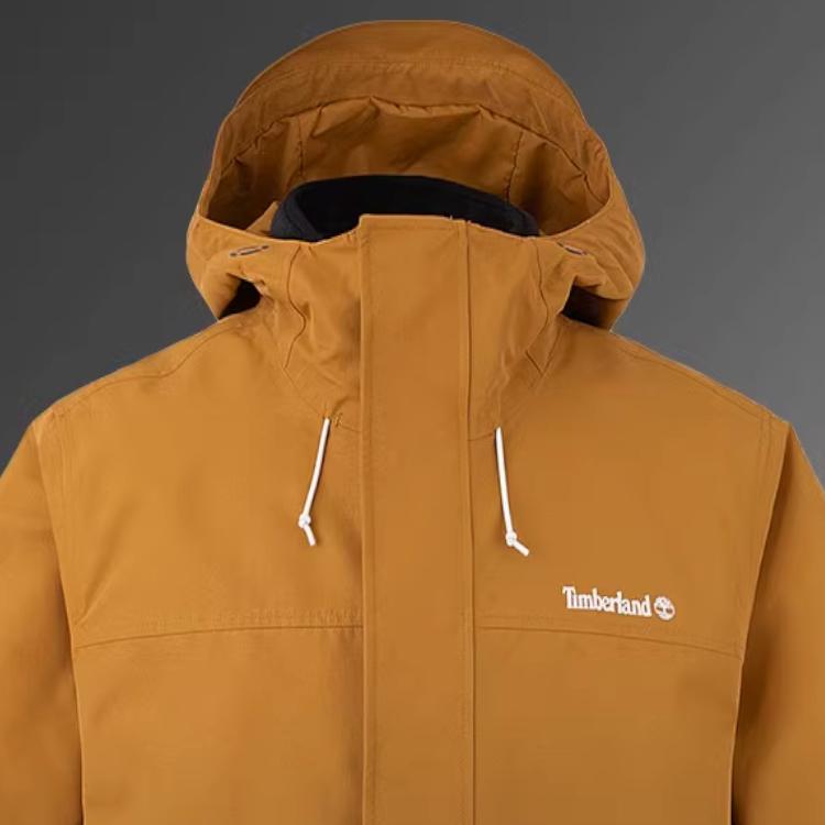 Timberland Urban Outdoor Solid Color Fashion Casual Versatile Hooded Fleece Liner Waterproof Breathable Jacket Men Jacket Wheat A41S1-P47