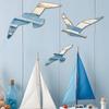 3 Stück Möwen Wanddeko Holz Fliegende Seevögel Wandbehang Schild Nautisches Thema Strand Küsten Wandkunst Vintage Ozean Skulptur für Zuhause Badezimmer