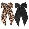 Colorful Bow Hair Accessory 1/2Pcs Women Smooth Satin Bowknot Versatile Decoration Clips Leopard Print Long Tail Design Accessories Charming Hairpin