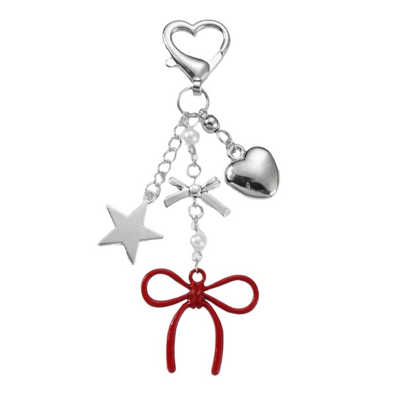

Bowknot Key Ornament Delicate Star Keychain Pendant Alloy Texture Hanging Pendant for Adding a Touch of Elegances