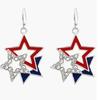 Independence Day Flag Hat, Slippers, Love Earrings, Red, White And Blue Striped Flag Earrings