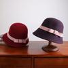 Vintage and Elegant 100% Wool Bow Top Hat for Women's Autumn and Winter New High-quality Warm Fisherman Hat Basin Hat
