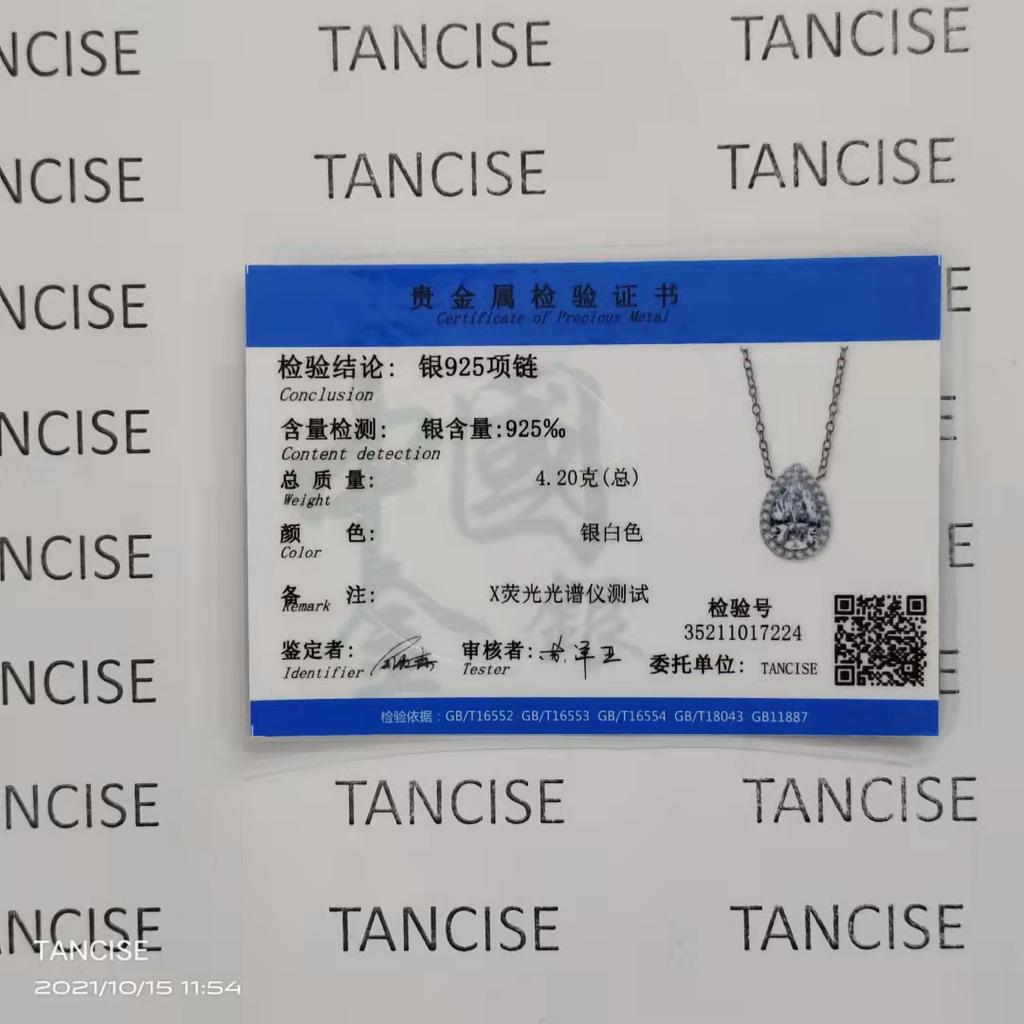 Tancise Jewelry S925 Silver Pendant Inlaid with 8*12 Drop-shaped High Carbon Diamond Fashion Women Necklace 40+5.