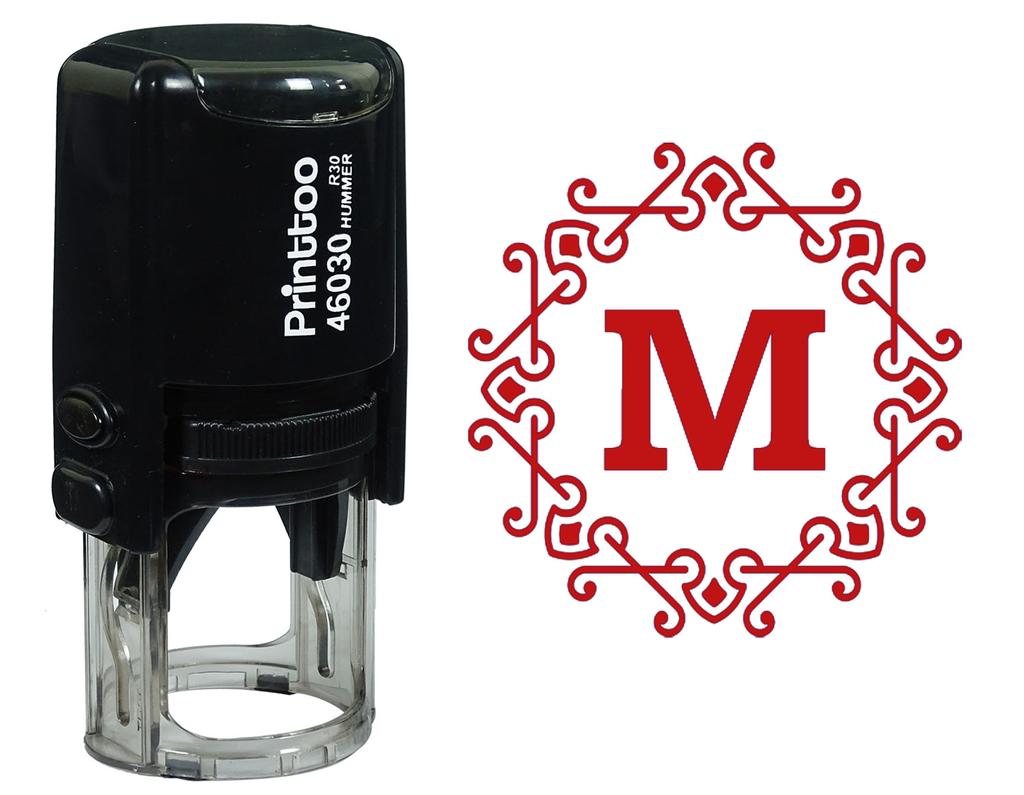 Printtoo Alphabet M Monogram Octagon Celtic Swirl Frame Self Inking Rubber Stamp Office