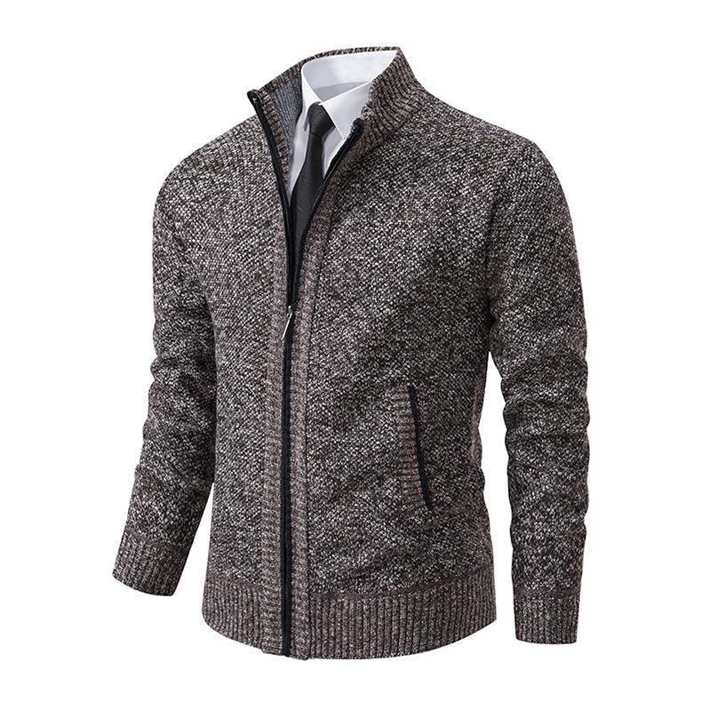 Autumn and Winter Stand-up Collar Fashion Cardigan Jacket Knitted Men's Sweater Plus Size