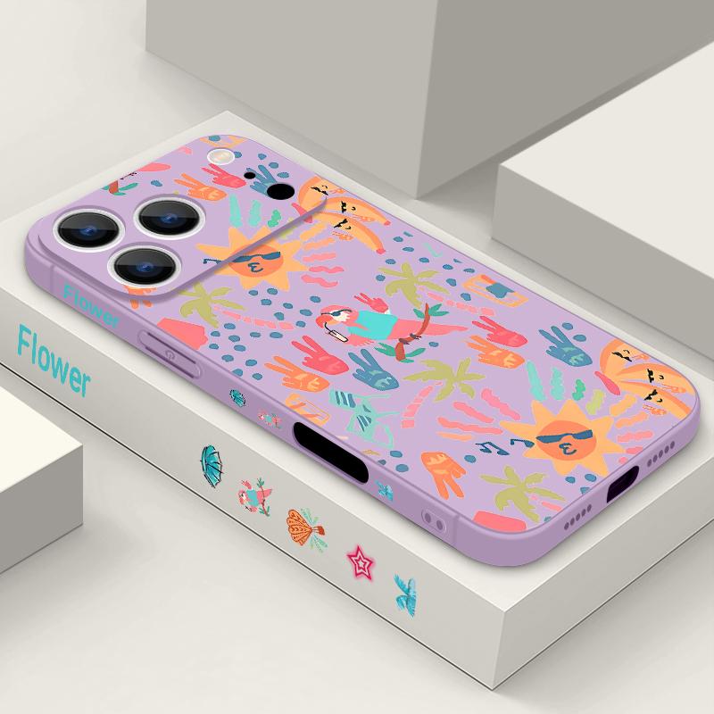 For iPhone 17 Pro Max Case Colorful Cartoon Pattern Soft Silicone Lanyard Cover For iPhone 16 Pro Max Cover iPhone 15 14 13 12 11 16E Air
