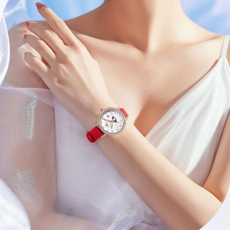 OLEVS Modeuhr Diamant Set Quarzuhr mit Kalender Damenuhr Damenuhr