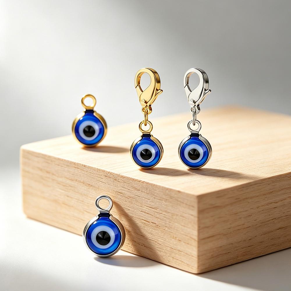 Xiaomi 5pcs Blue Evil Eye Stainless Steel Charms With Lobster Clasp Gold Color DIY Pendant for Bracelet Necklace Earring Jewelry Making