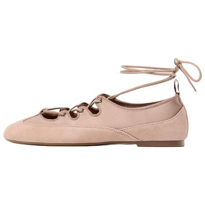 Fashionable Comfortable Personalized Trendy Design With Decorative Contrast Details Round Toe Ballet Flats Women Flats Pink 12545510050