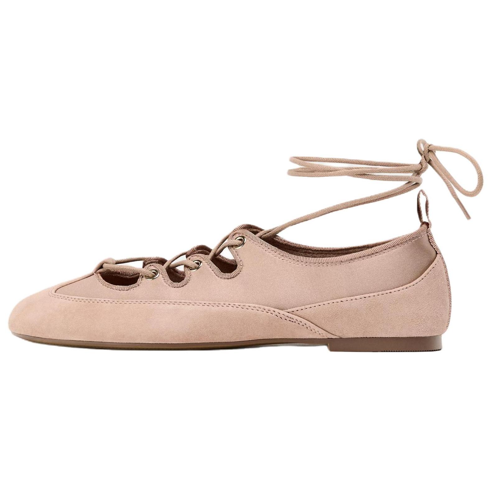 

Zara Модные Удобные Персонализированные Тренд Дизайн С Декоративными Контрастными Деталями Балетки с Круглым Носком Женские Балетки Розовые 12545510050 38