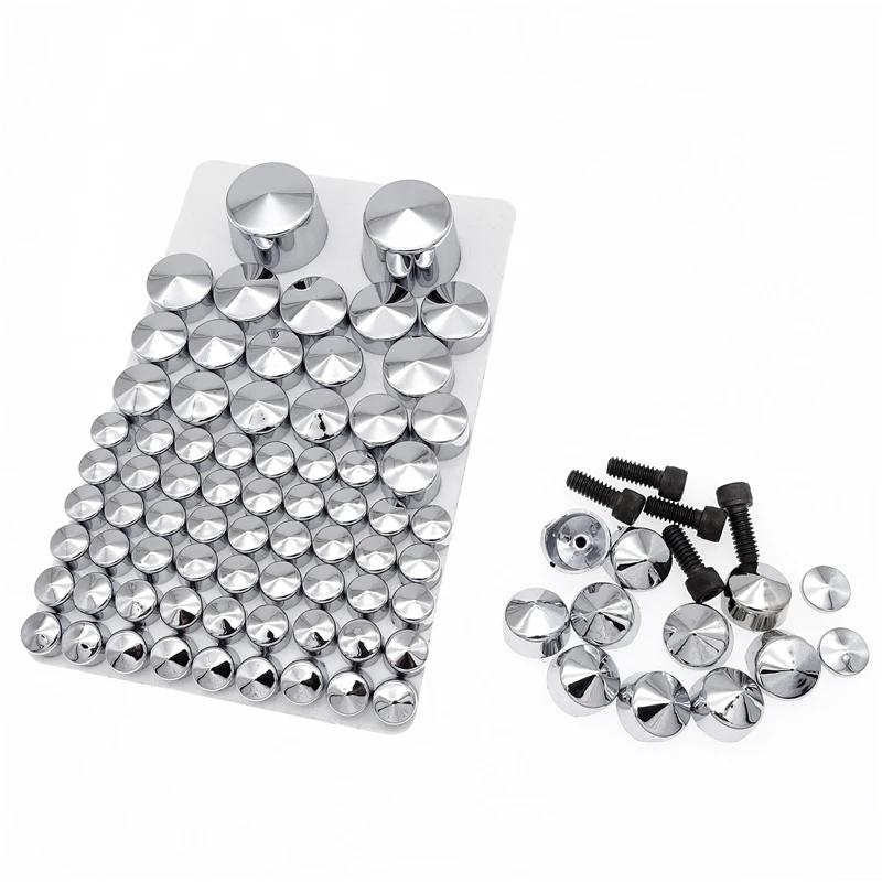 75 Pcs/Set Motorcycle Bolt Toppers Cover Black/Silver Chrome Cap With 5 Screw For Harley Road Glide FLT Road King FLH 2007-2013