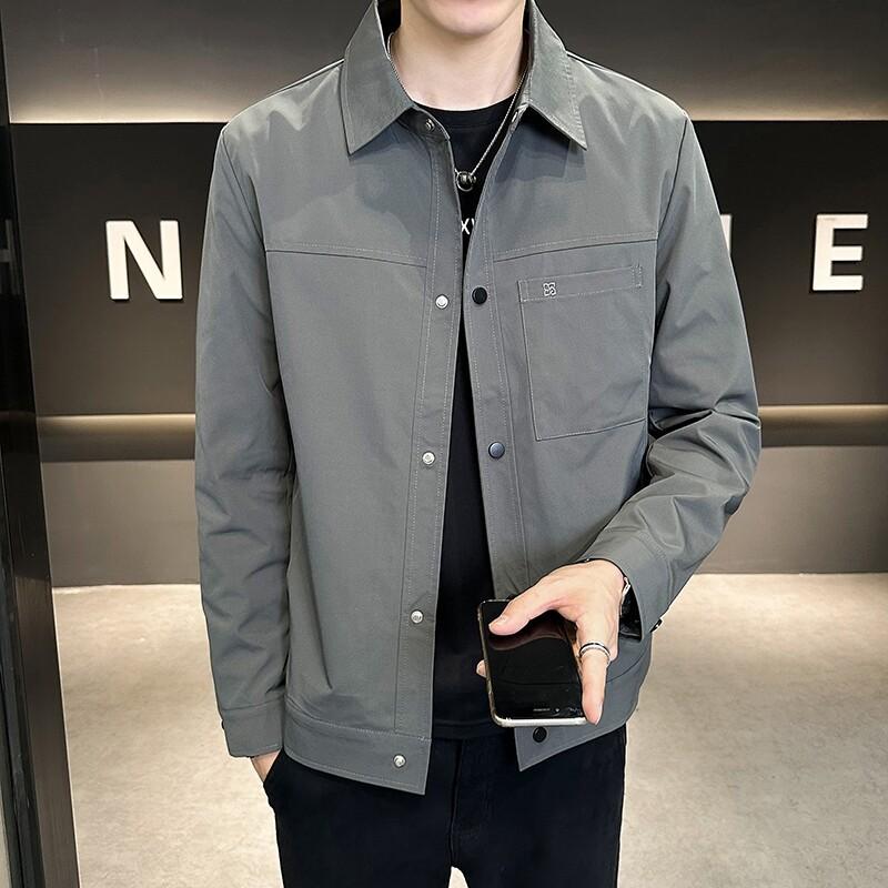 New Jacket for Men's Spring and Autumn Trendy Slim Korean Style Handsome Lapel Top Simple and Versatile Work Jacket