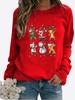Winter Women's Santa Claus Printed Tops T-shirt Ladies Round Neck Long Sleeve Casual Sweatshirt Plus Size Blouse