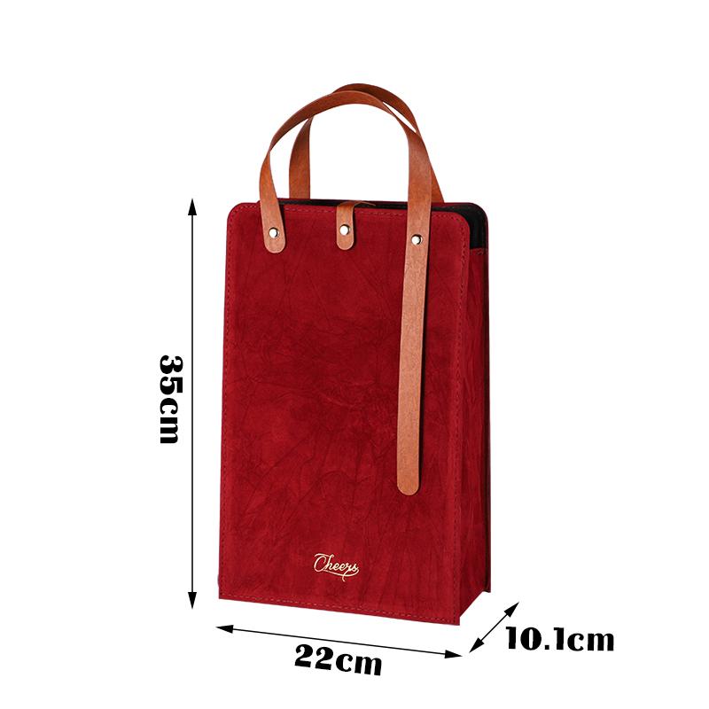 

Изысканная подарочная коробка для упаковки красного вина, бархатная фланелевая коробка для упаковки двух бутылок и бокалов, портативная ручка, сумка для шампанского 35x22x10.1cm красный