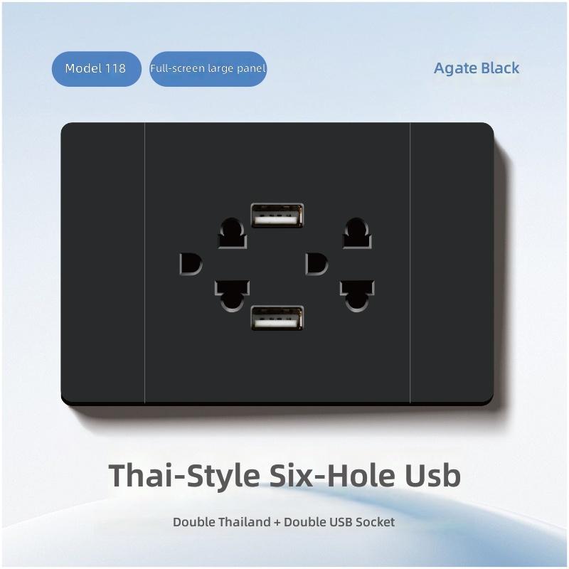 Hot Sales South America Standard 118 Type Screen Large Panel Light Switch 2 Way+Thailand Socket