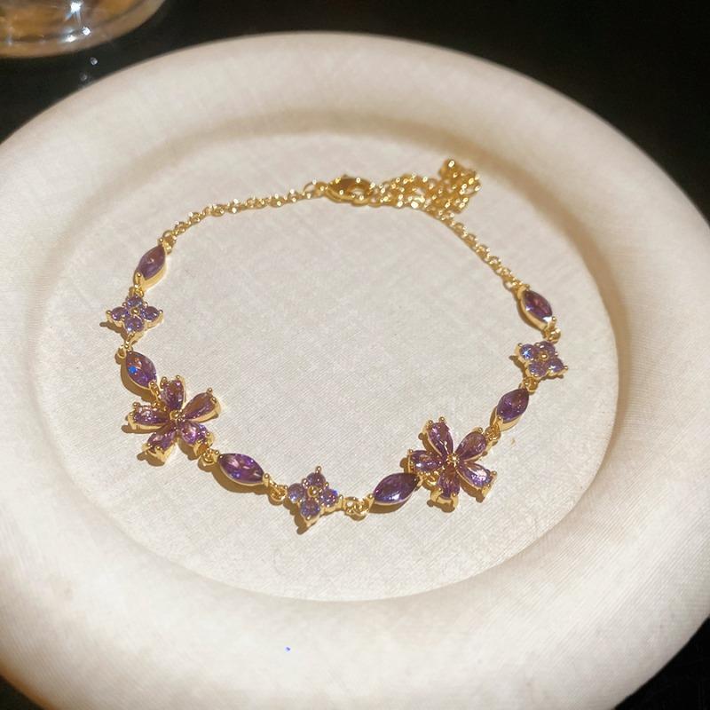 Zircon flower water drop exquisite fashion adjustable bracelet light luxury high sense bracelet personality elegant versatile jewelry