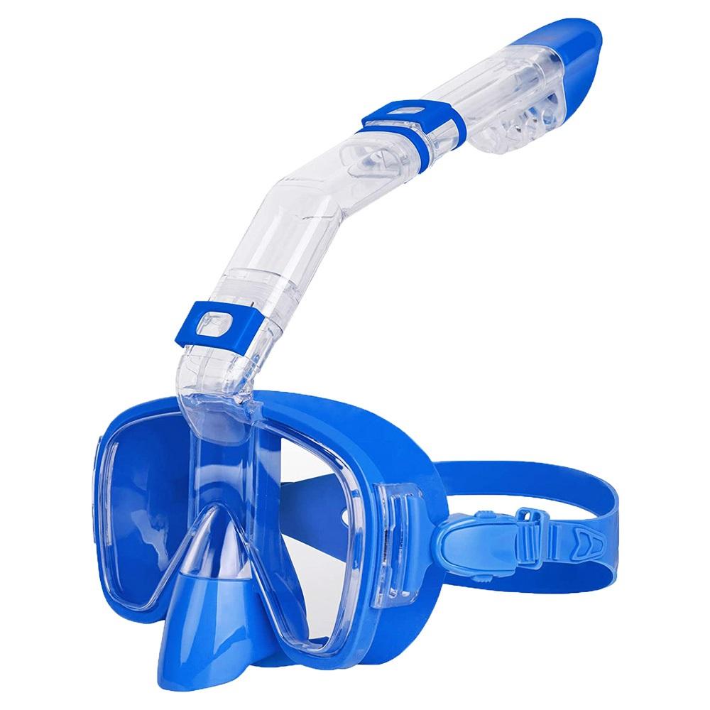 

Latest Multifunctional Snorkel Mask Dry Top Foldable Diving Mask Set Anti-Fog 180 Degree Panoramic View HD with Camera Mount S/M небесно-голубой