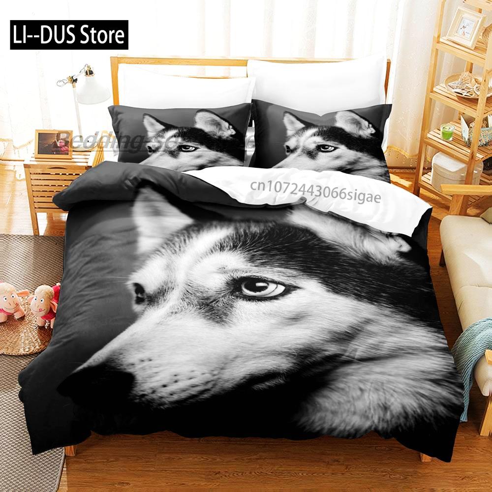Niedliches Hunde-Bettwäsche-Set Einzelbett Twin Full Queen King Size Bett-Set Aldult Kinderzimmer Bettbezug-Sets 3D-Druck Anime Bettlaken-Set