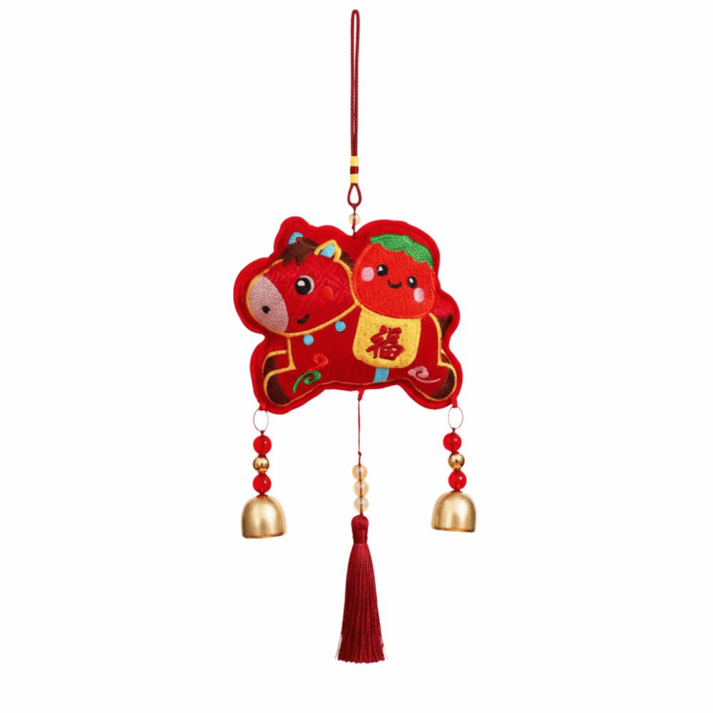 Traditional Spring Festival Ornaments Red Atmosphere Lucky Pendant Beads Lion Dance Pendant  Wall