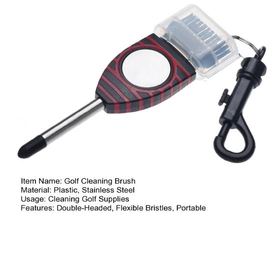 Golf Club Cleaning Brush Double-Headed Flexible Bristles Sharp Tip Stainless Steel Golf Shaft Groove Scrubber Cleaner Tool Golf Accessories