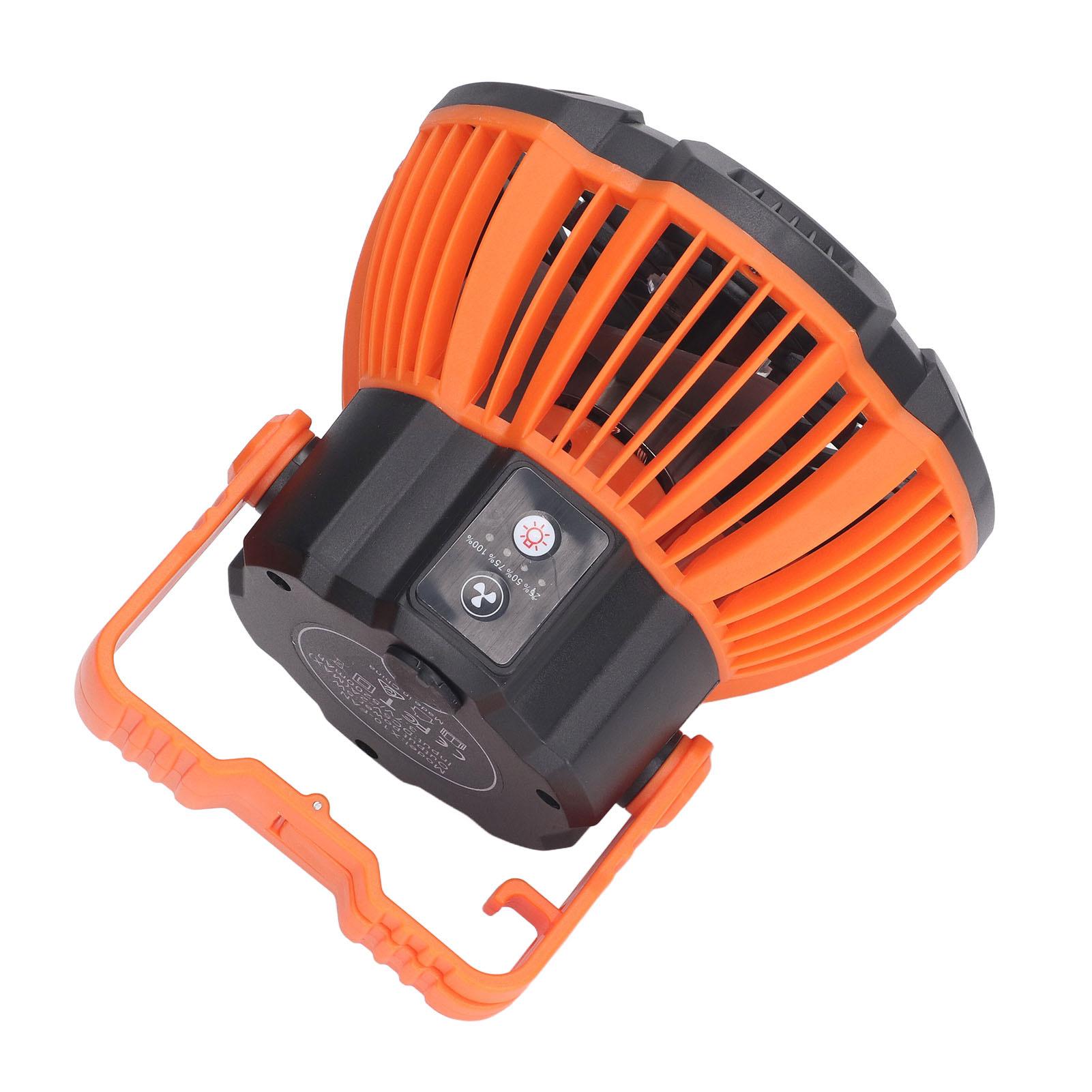 Portable Camping Fan USB Rechargeable Quiet Outdoor Cooling Fan with LED Light Remote Control for Outdoor Tent