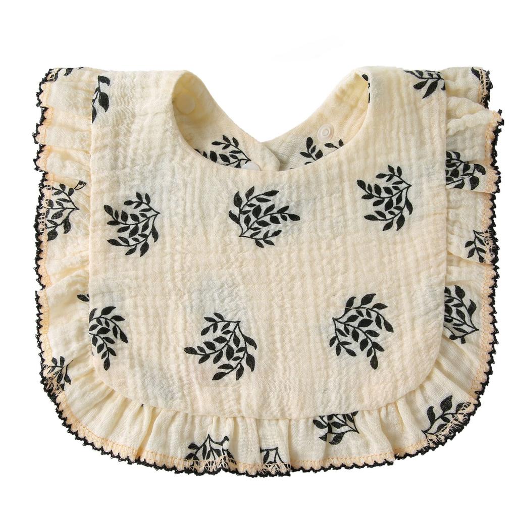 Baby Bibs Organic Cotton Muslin Scarf Burp Cloths Ruffle Floral Gauze Water Absorb Bandana for Newborn Accessories Feeding Kids